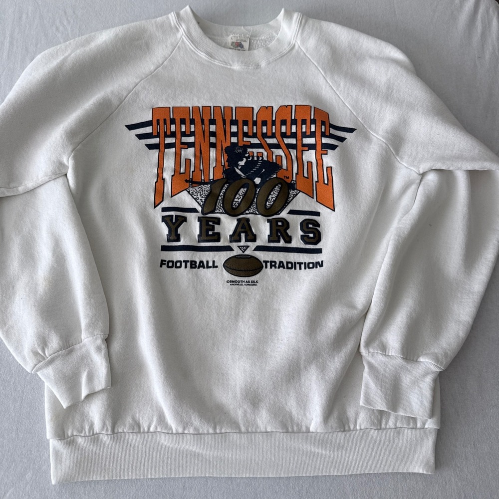 Vintage 1991 Tennessee Volunteers 100 Years Football Sweatshirt White Size L